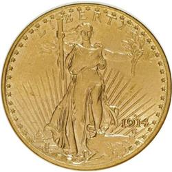 1914-D $20 --Cleaned--ANACS. MS60 Details. NGC Census: