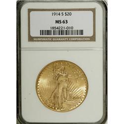 1914-S $20 MS63 NGC. NGC Census: (6403/6391). PCGS