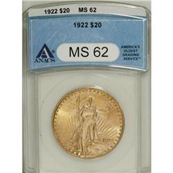 1922 $20 MS62 ANACS. NGC Census: (12640/21297). PC