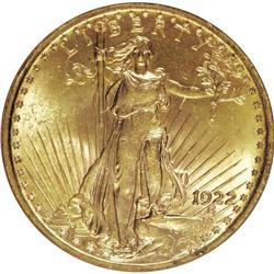 1922 $20 MS63 NGC. NGC Census: (15311/5986). PCGS Popu