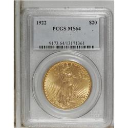 1922 $20 MS64 PCGS. PCGS Population (4673/943). NG