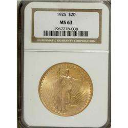 1925 $20 MS63 NGC. NGC Census: (13037/15710). PCGS