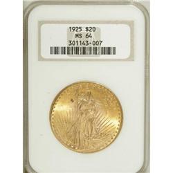 1925 $20 MS64 NGC. NGC Census: (12121/3589). PCGS