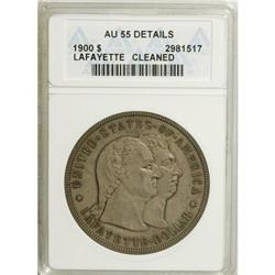 1900 $1 Lafayette Dollar--Cleaned--ANACS. AU55 Detai