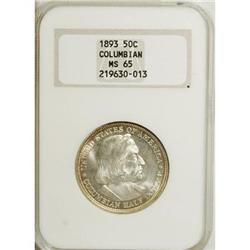1893 50C Columbian MS65 NGC. NGC Census: (605/161)