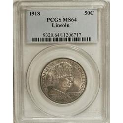 1918 50C Lincoln MS64 PCGS. PCGS Population (1888/