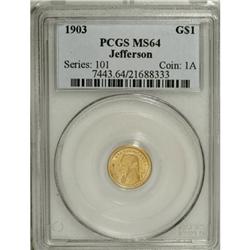 1903 G$1 Louisiana Purchase/Jefferson MS64 PCGS. P