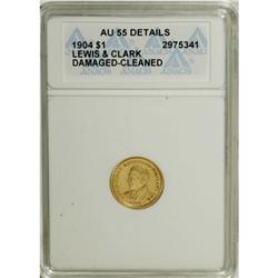 1904 G$1 Lewis and Clark--Cleaned, Damaged--ANACS. A
