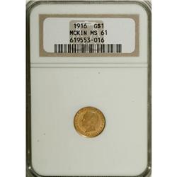 1916 G$1 McKinley MS61 NGC. NGC Census: (85/1946).