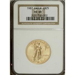 1987 G$25 Half-Ounce Gold Eagle MS69 NGC. NGC Cens