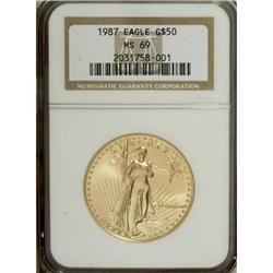 1987 G$50 One-Ounce Gold Eagle MS69 NGC. NGC Censu