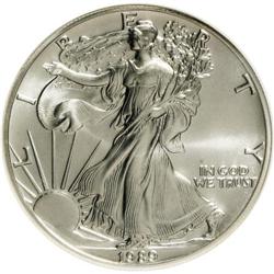 1989 $1 Silver Eagle MS70 NGC. NGC Census: (263/0). PC