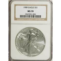 1989 $1 Silver Eagle MS70 NGC. NGC Census: (263/0)