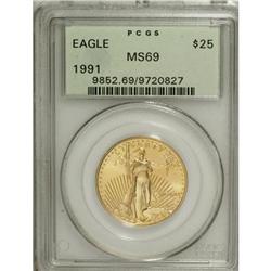 1991 G$25 Half-Ounce Gold Eagle MS69 PCGS. PCGS Po