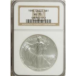 1995 $1 Silver Eagle MS70 NGC. NGC Census: (256/0)