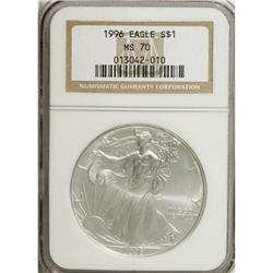 1996 $1 Silver Eagle MS70 NGC. NGC Census: (0/0).