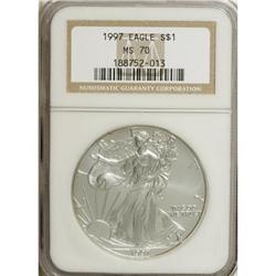 1997 $1 Silver Eagle MS70 NGC. NGC Census: (406/0)