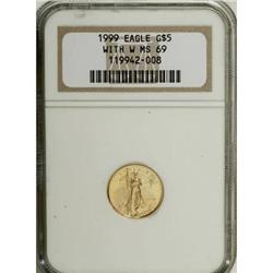 1999 G$5 Tenth-Ounce Gold Eagle MS69 NGC. NGC Census: