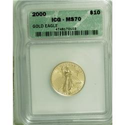 2000 G$10 Quarter-Ounce Gold Eagle MS70 ICG. NGC C