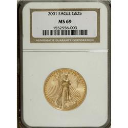 2001 G$25 Half-Ounce Gold Eagle MS69 NGC. NGC Cens