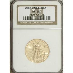 2002 G$25 Half-Ounce Gold Eagle MS69 NGC. NGC Cens