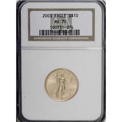 2003 G$10 Quarter-Ounce Gold Eagle MS70 NGC. NGC C