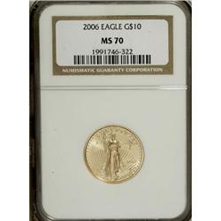 2006 G$10 Quarter-Ounce Gold Eagle MS70 NGC. NGC C