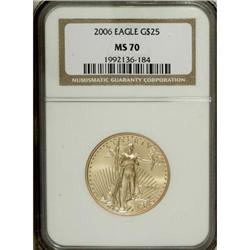 2006 G$25 Half-Ounce Gold Eagle MS70 NGC. NGC Cens