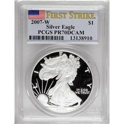 2007-W $1 Silver Eagle PR70 Deep Cameo PCGS.