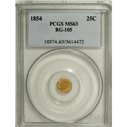 1854 25C Liberty Octagonal 25 Cents, BG-105, R.3, MS