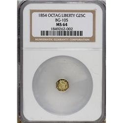 1854 25C Liberty Octagonal 25 Cents, BG-105, R.3, MS