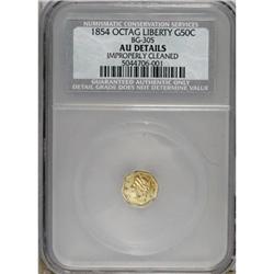 1854 50C Liberty Octagonal 50 Cents, BG-305, Low R.4,