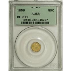 1856 50C Liberty Octagonal 50 Cents, BG-311, Low R.4