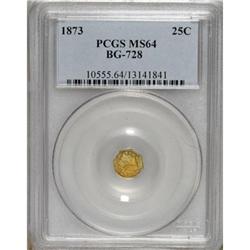 1873 25C Liberty Octagonal 25 Cents, BG-728, R.3, MS