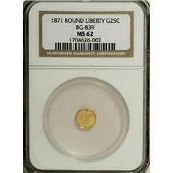 1871 25C Liberty Round 25 Cents, BG-839, Low R.4, MS