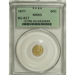 1871 50C Liberty Octagonal 50 Cents, BG-927, Low R.5