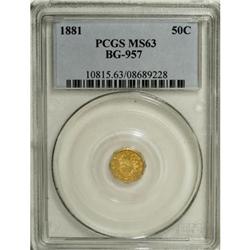 1881 50C Indian Octagonal 50 Cents, BG-957, Low R.6,