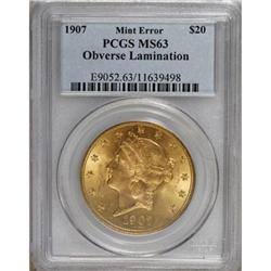 1907 $20 MS63 PCGS. PCGS Population (3047/590). NGC Ce
