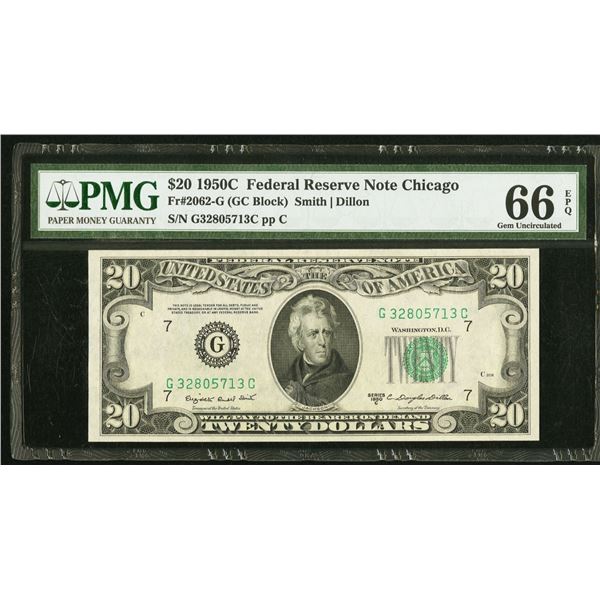 1950C $20 Chicago FRN PMG 66EPQ