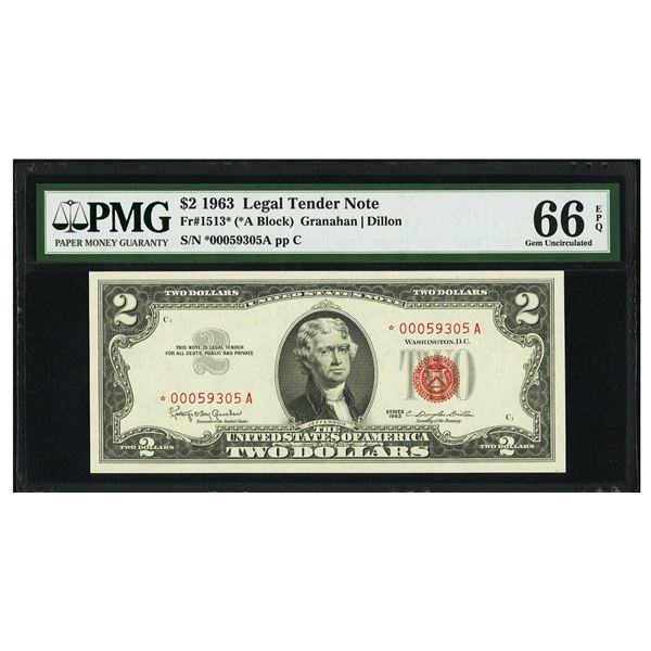 1963 $2 STAR Legal Tender Note PMG 66EPQ