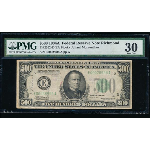 1934A $500 Richmond FRN PMG 30