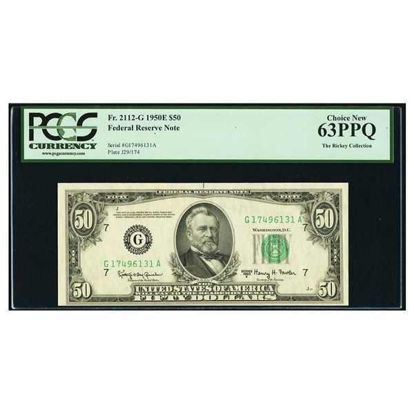 1950E $50 Chicago FRN PCGS 63PPQ
