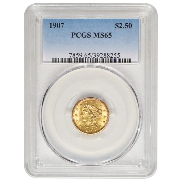 1907 $2.5 Liberty Gold Coin PCGS MS65