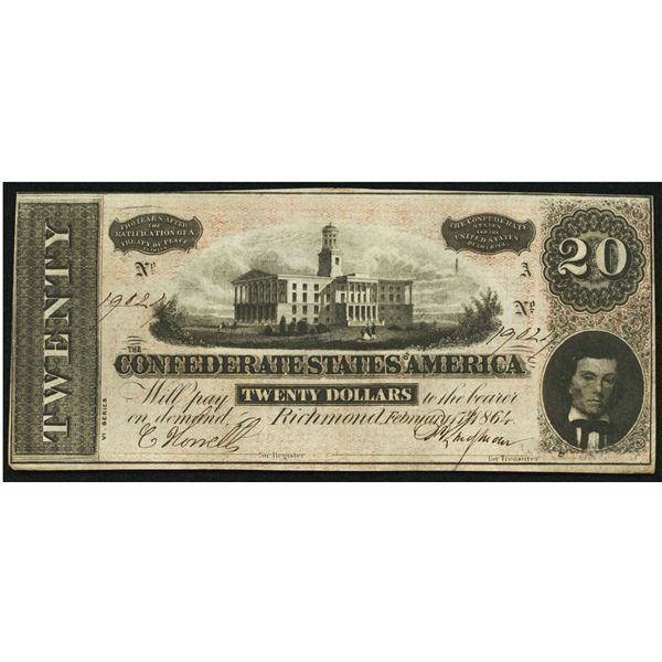 1864 $20 T-67 Confederate Note