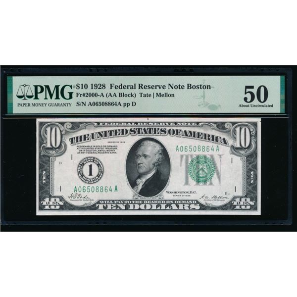 1928 $10 Boston FRN PMG 50