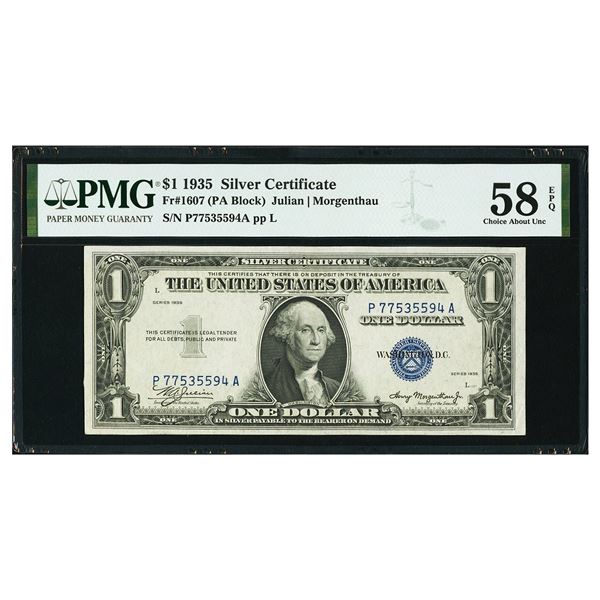 1935 $1 Silver Certificate PMG 58EPQ