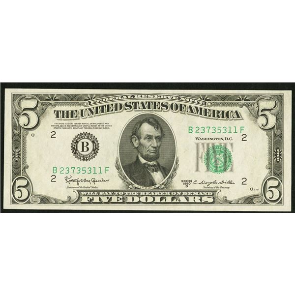 1950D $5 New York Federal Reserve Note