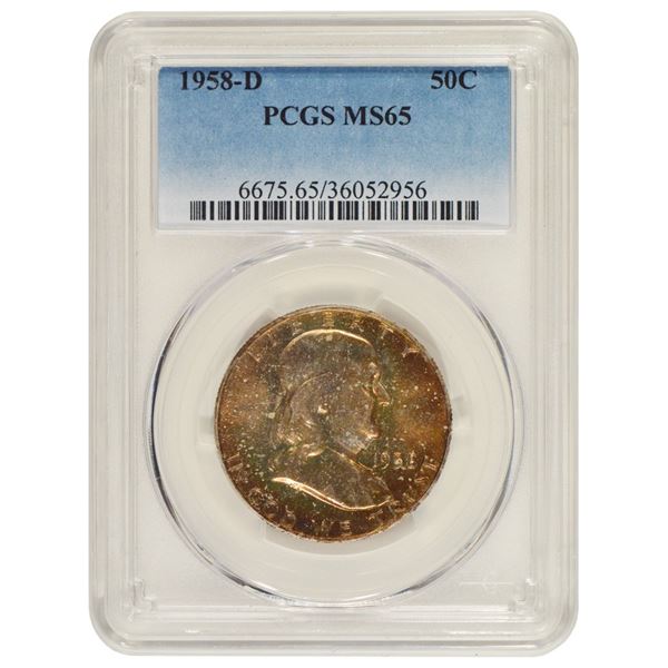 1958-D Franklin Half Dollar Coin PCGS MS65