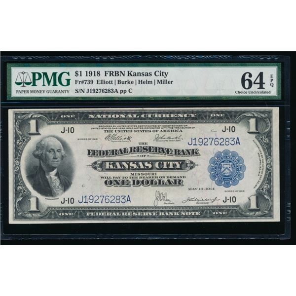 1918 $1 Kansas City FRBN PMG 64EPQ