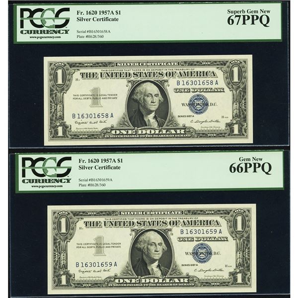 1957A $1 Consecutive Silver Certificates